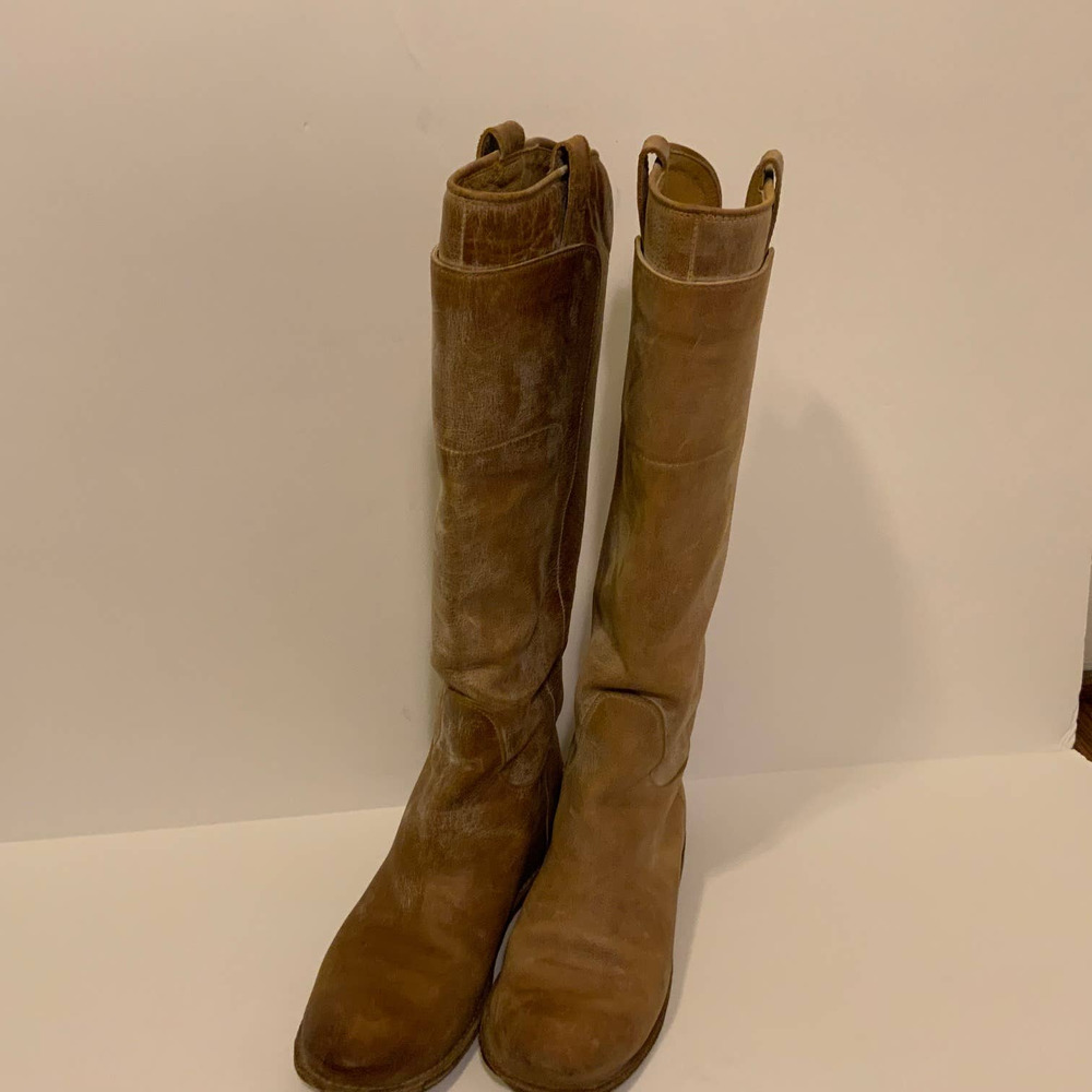 Frye Paige Tall Leather Riding Boots Tan Size 7